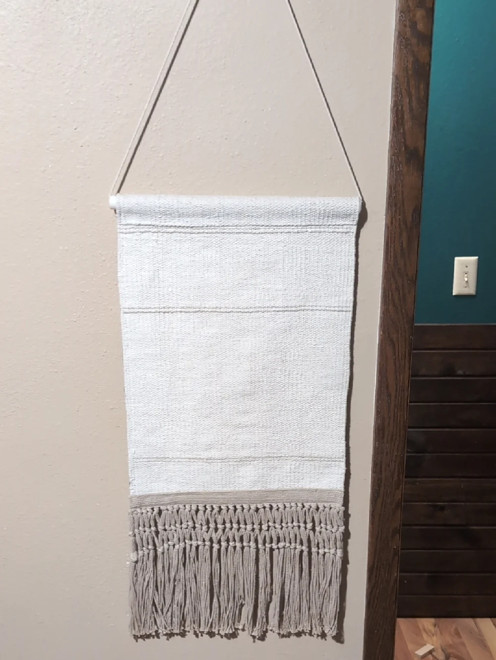 Neutral and Navy Aztec Macramé Wall Hanging - Picture 4 of 4